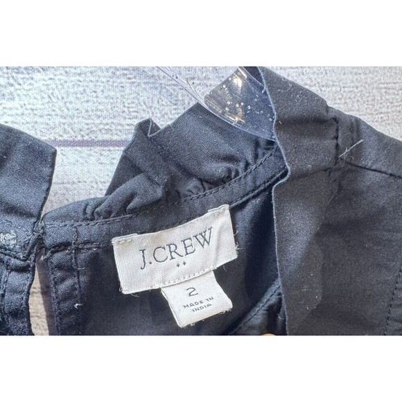 J.Crew Tiered Ruffle Shoulder Sleeveless Midi Dress Black Cotton Blend Size 2 - Picture 7 of 7